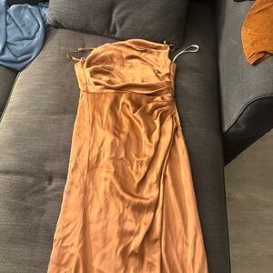 Birdy Grey terracotta pleated Tiered Slip Dress